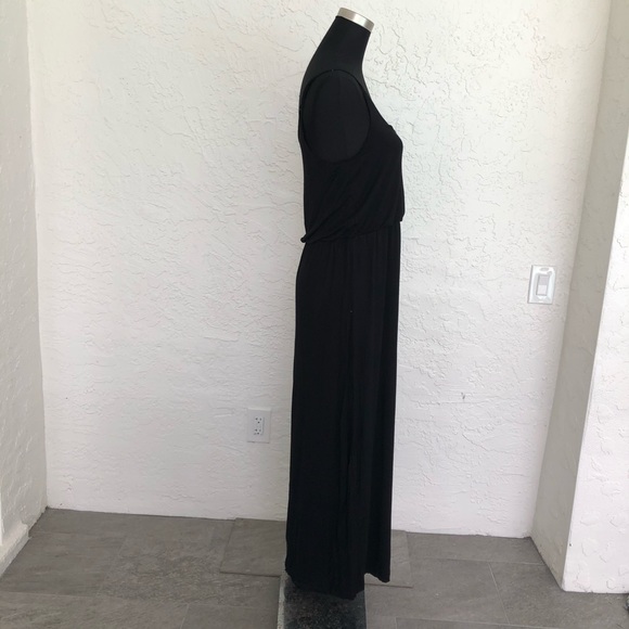 Black Stretch Midi Maxi Beach Casual Coverup Dress - Picture 5 of 6
